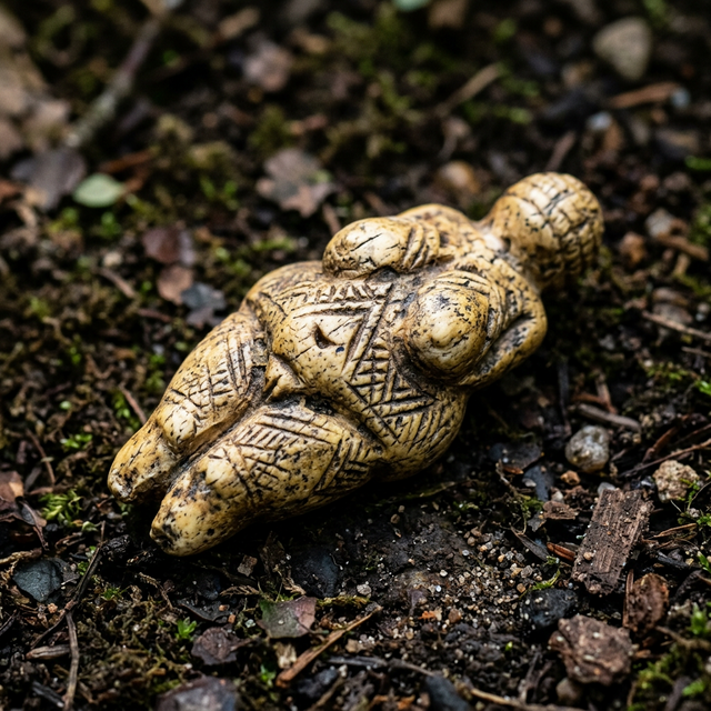 Figurilla de Venus paleolítica sobre musgo