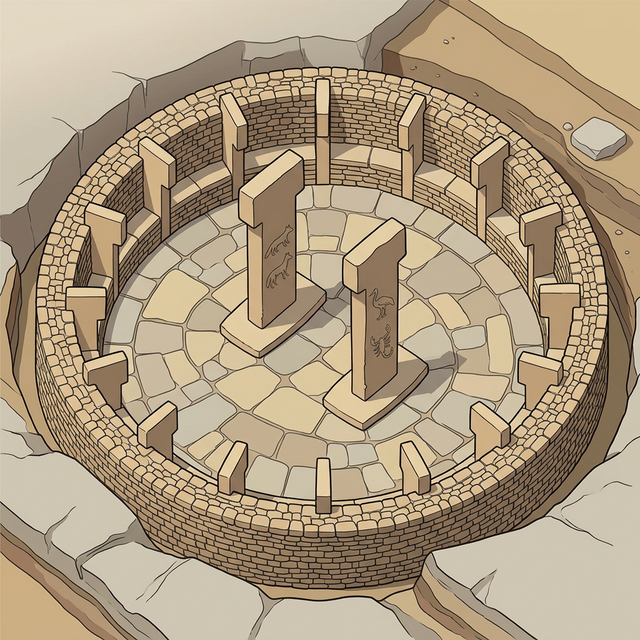 Reconstrucción del recinto D en Göbekli Tepe